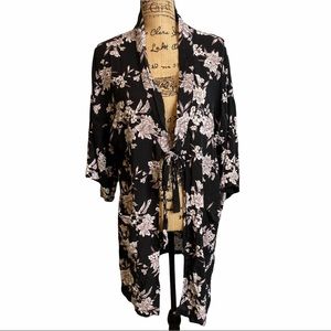 Spiritual Gangster Maya Black Floral Kimono Top Size OS